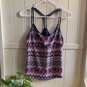 Massimo Pink and Navy Zigzag Strappy Swim Tank / Tankini